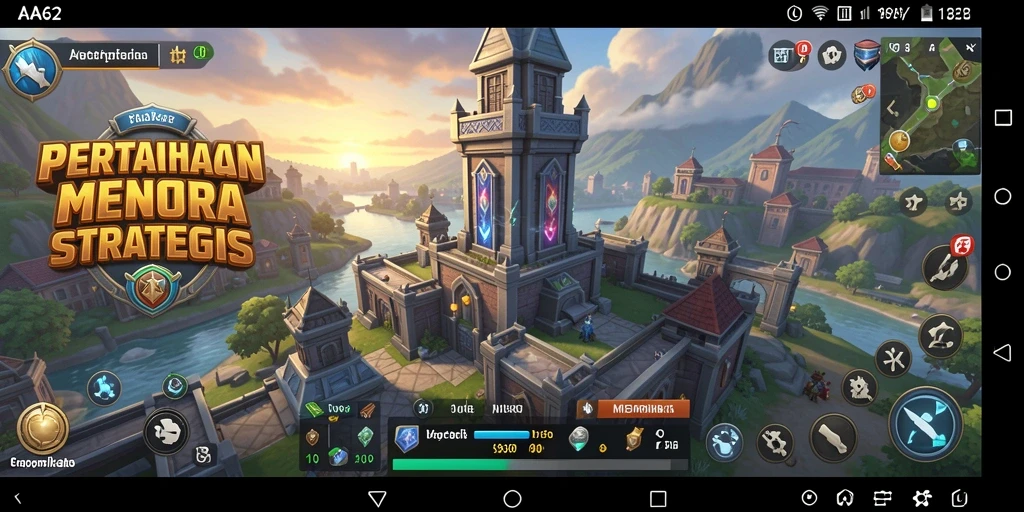 Screenshot gameplay AA62 menampilkan strategi menara Tower Defense yang seru.