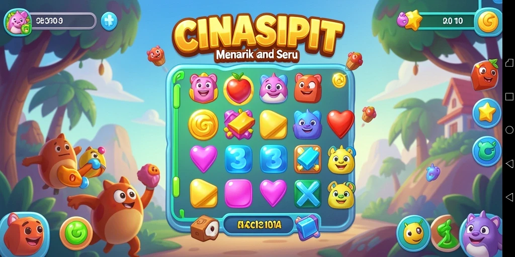 Tampilan menarik CINASIPIT dengan gameplay Match-3 yang seru.