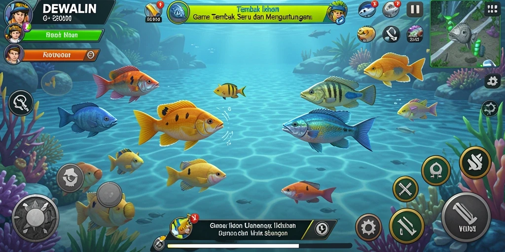 Screenshot gameplay DEWALIN yang menunjukkan aksi Tembak Ikan.