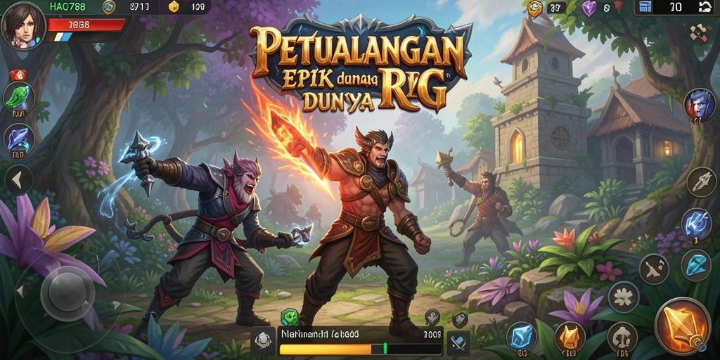 Screenshot utama HAO788 menampilkan aksi pertarungan seru dalam RPG.