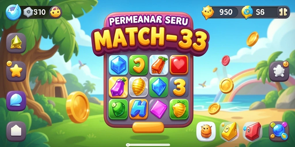 Tampilan gameplay seru HARAPJP dengan grafis match-3 yang menarik.
