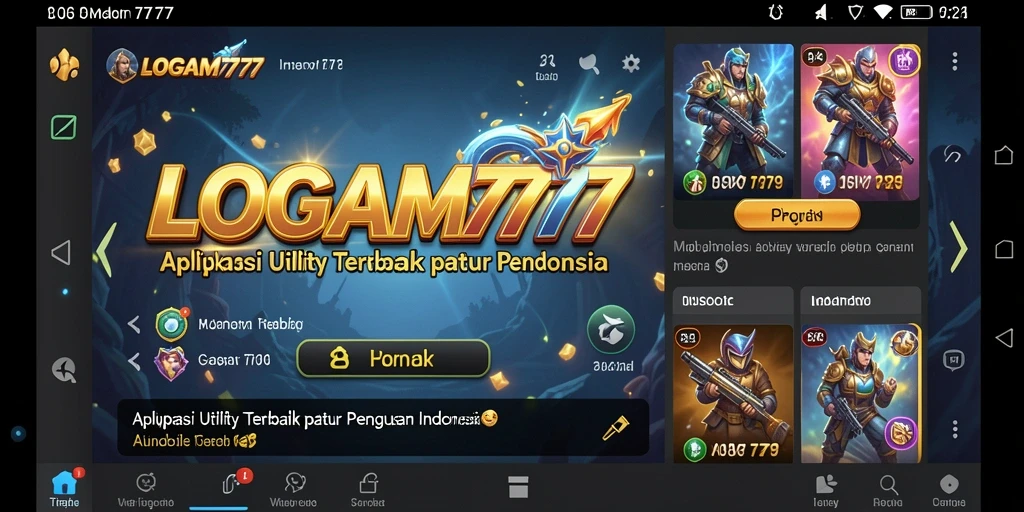 Screenshot LOGAM777 menunjukkan tampilan aplikasi Utility yang modern dan mudah digunakan.