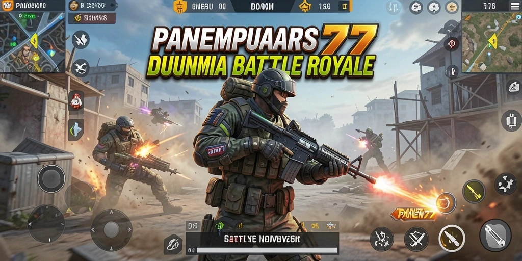 Tangkapan layar gameplay seru PANEN77 dalam pertempuran Battle Royale.