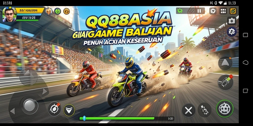 Tampilan gameplay balapan yang intens dan seru di QQ88ASIA.