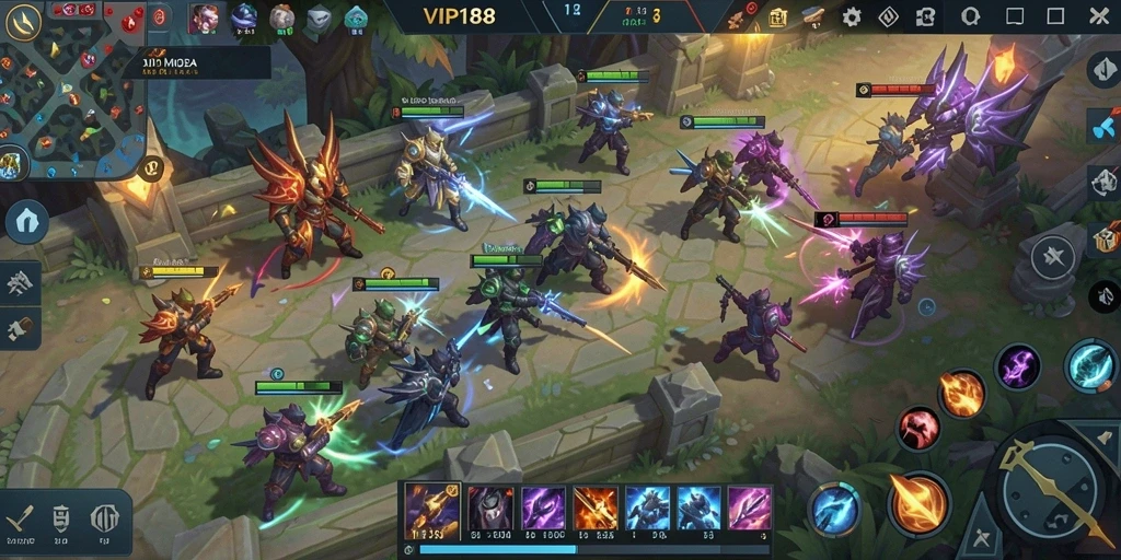 Tampilan gameplay seru dengan aksi pertempuran intens di VIP188.